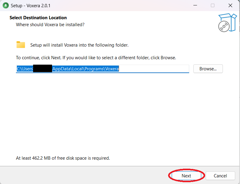 Inno Setup Select Destination Location with Next highlighted.